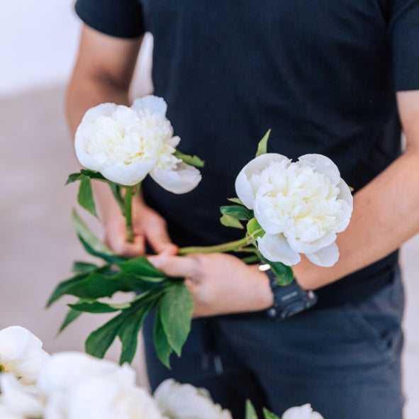Pink peonies arranged for a flower delivery