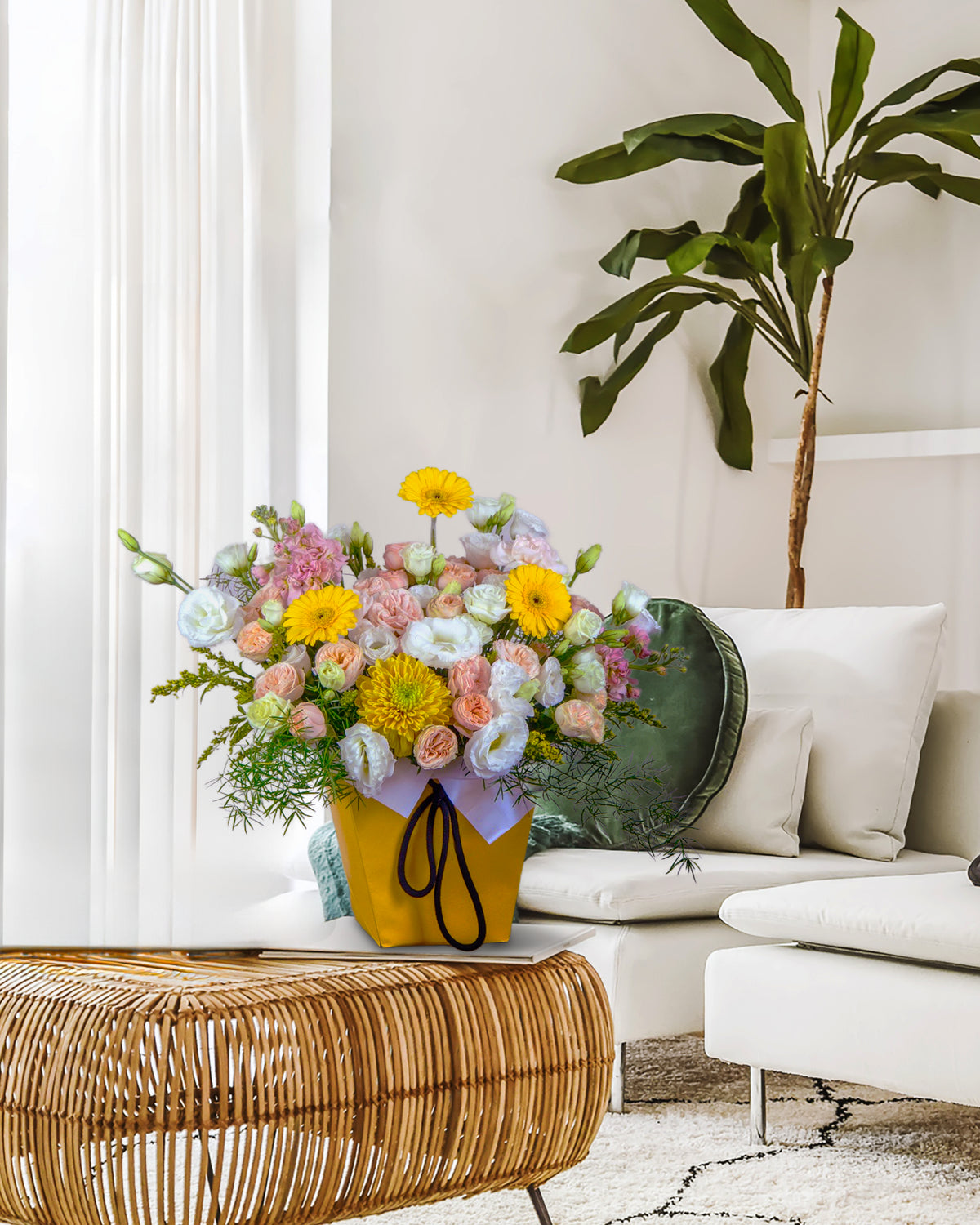 Branded corporate flower styling for a Dubai office or lobby