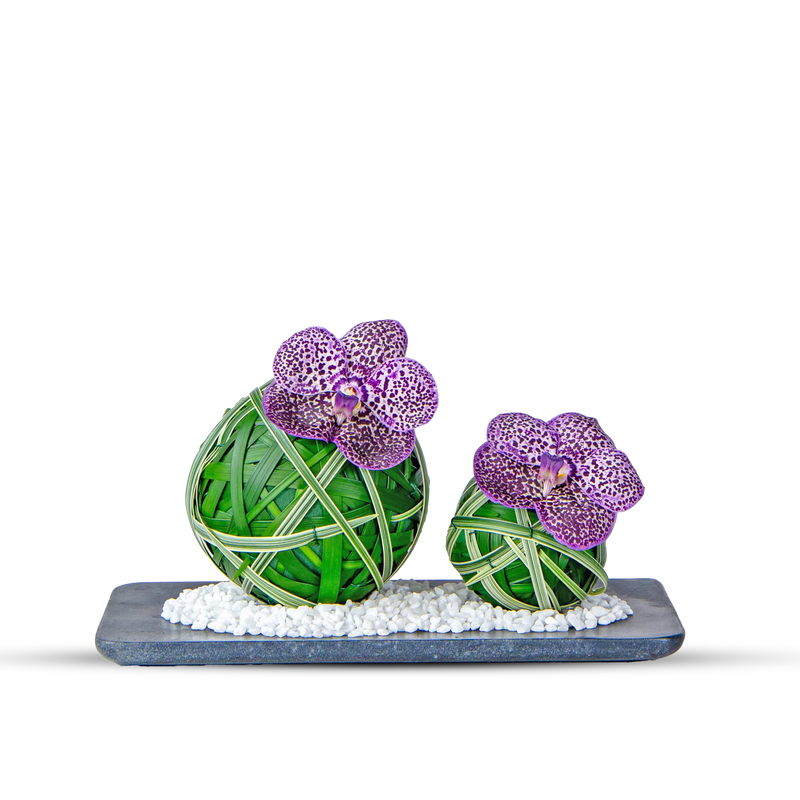 Purple orchid arrangement